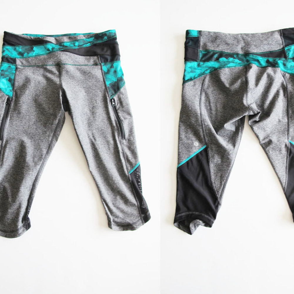 Lululemon Crop Leggings 10 Gray Teal